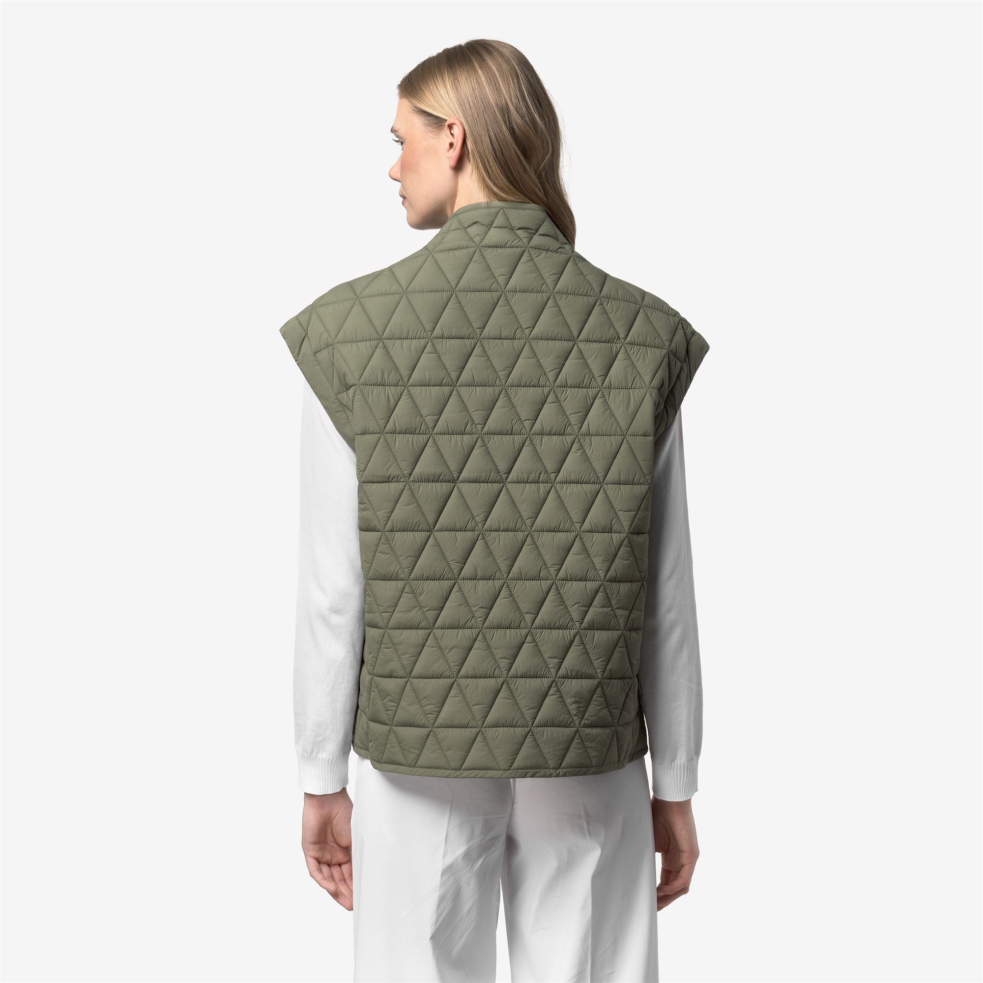 k-way-saloire-diamond-quilted-warm-af-gilet-femme-green-lichen image 3