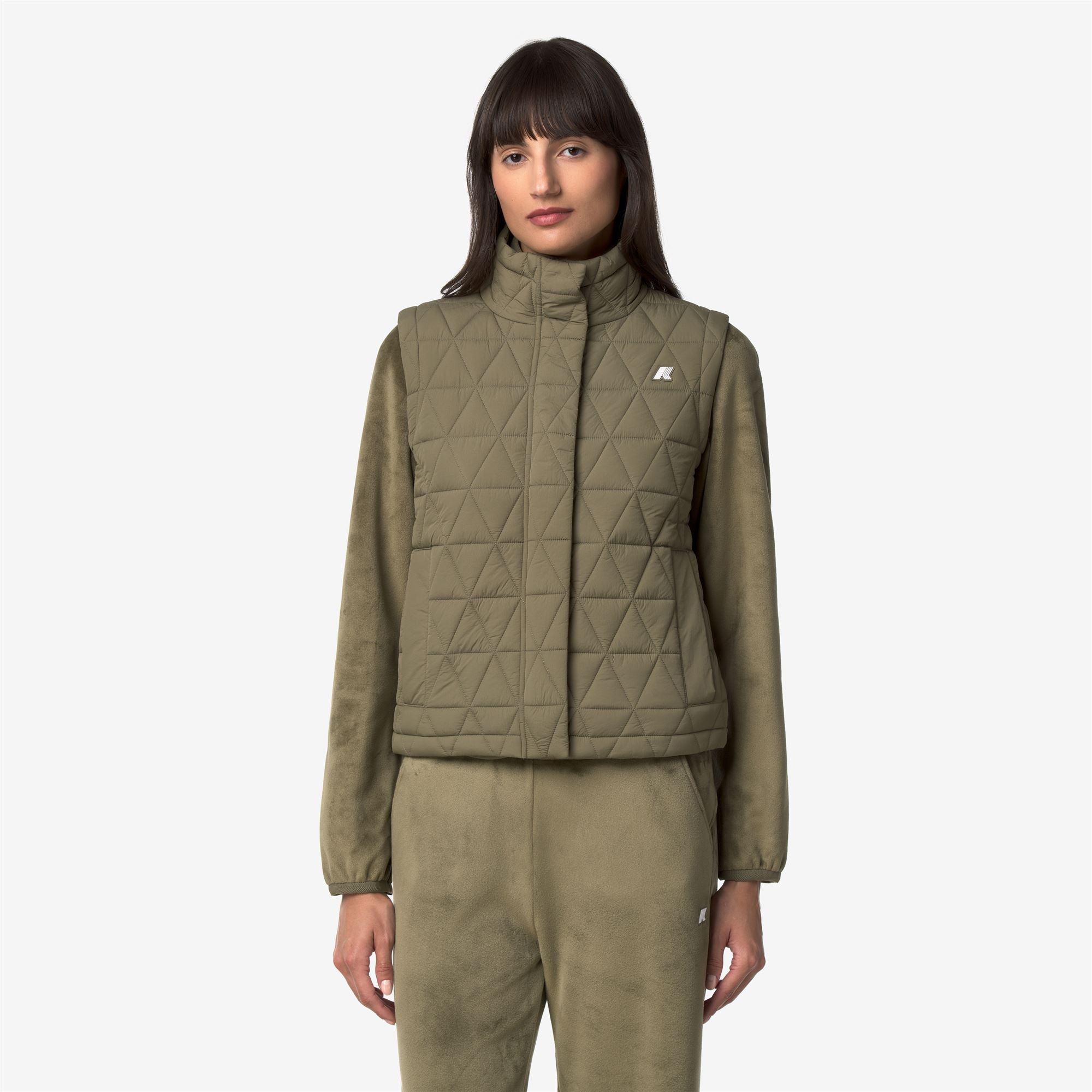 k-way-satine-diamond-quilted-warm-gilet-femme-green-army image 1