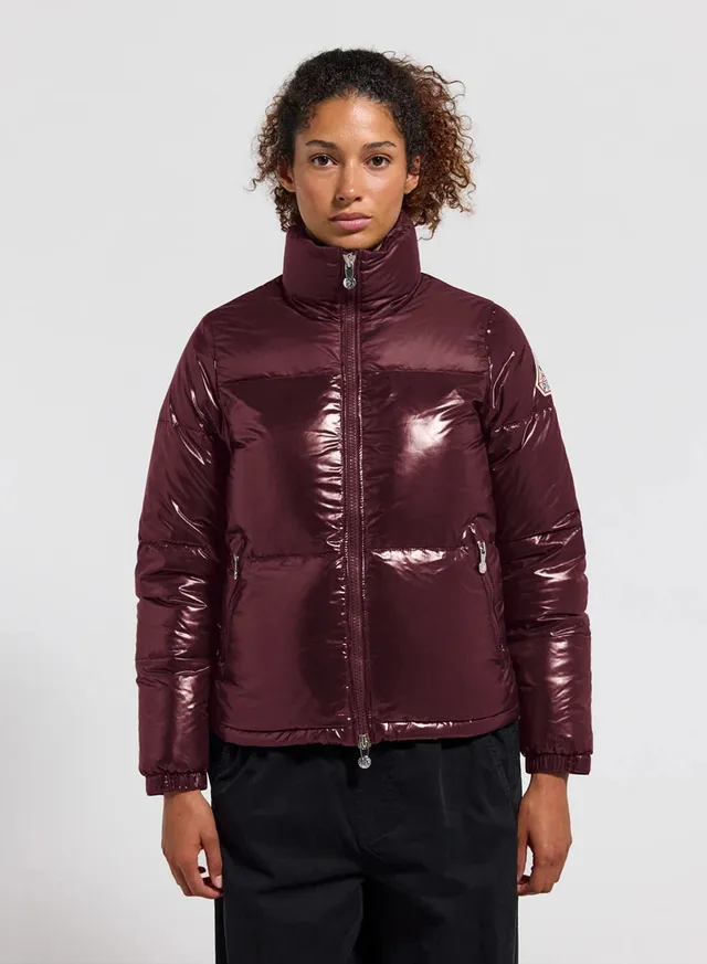 pyrenex-goldin-doudoune-courte-brillante-femme-bordeaux image 1
