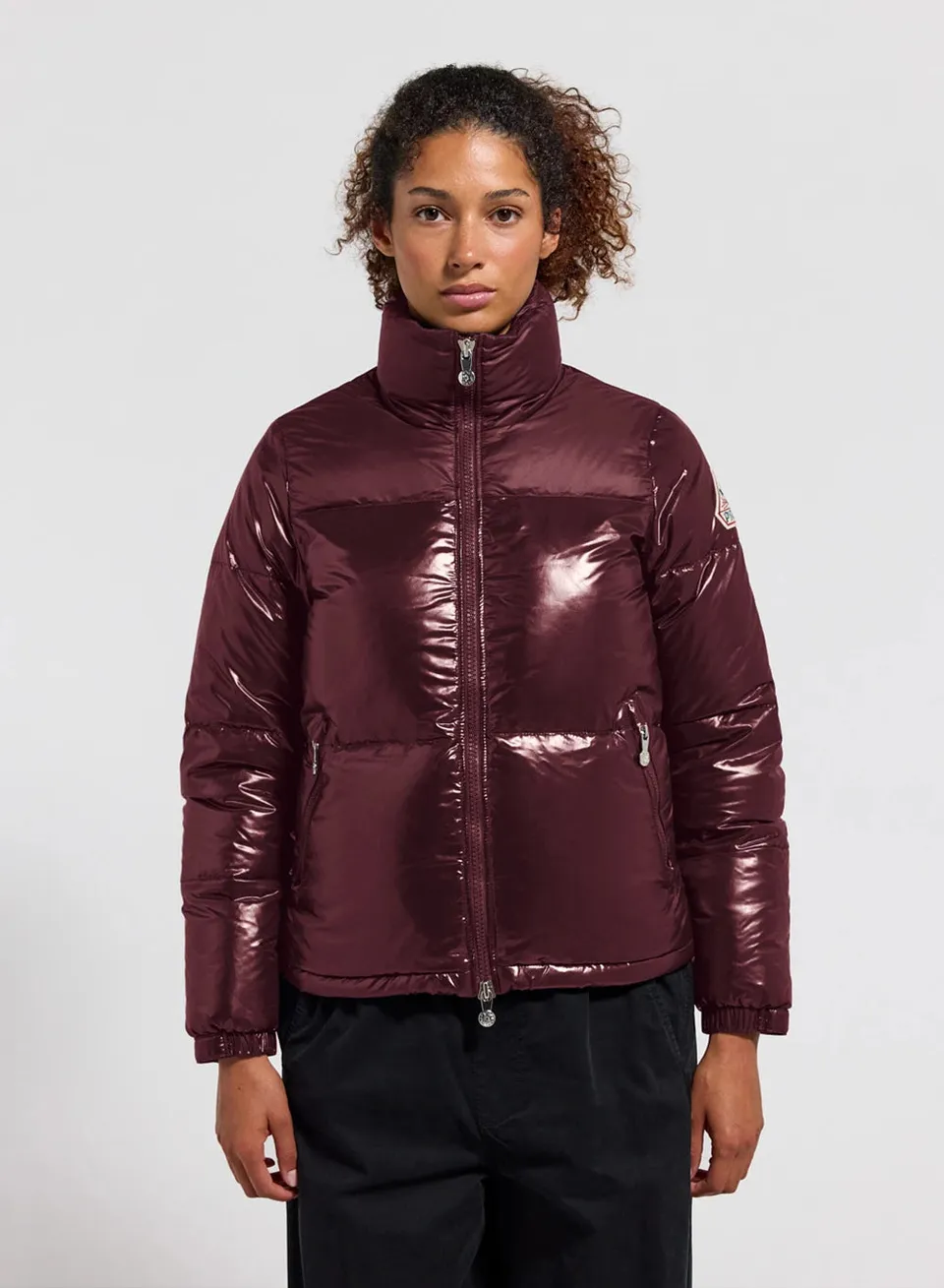 pyrenex-goldin-doudoune-courte-brillante-femme-bordeaux image 1