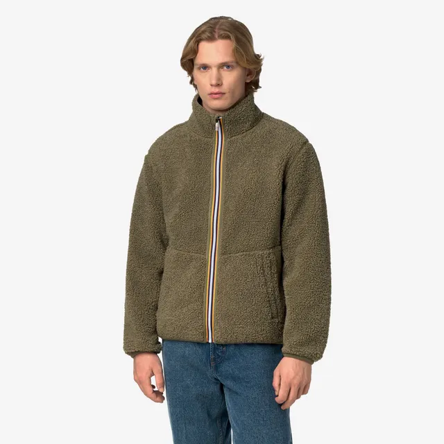 k-way-pascal-sherpa-polar-double-veste-polaire-r-versible-homme-green-army image 1