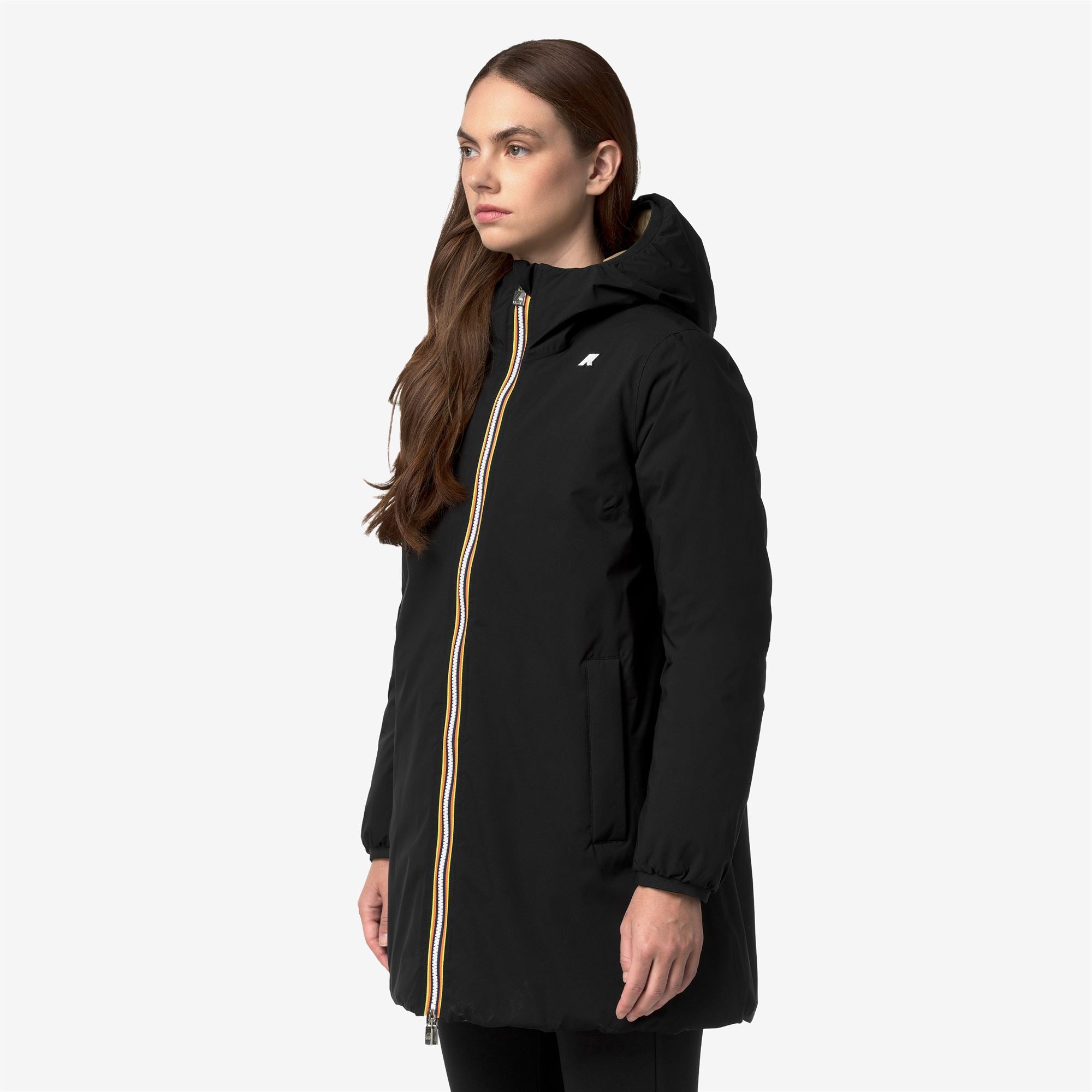 k-way-sophie-st-thermo-double-veste-mi-longue-r-versible-femme-black-pure-beige- image 2
