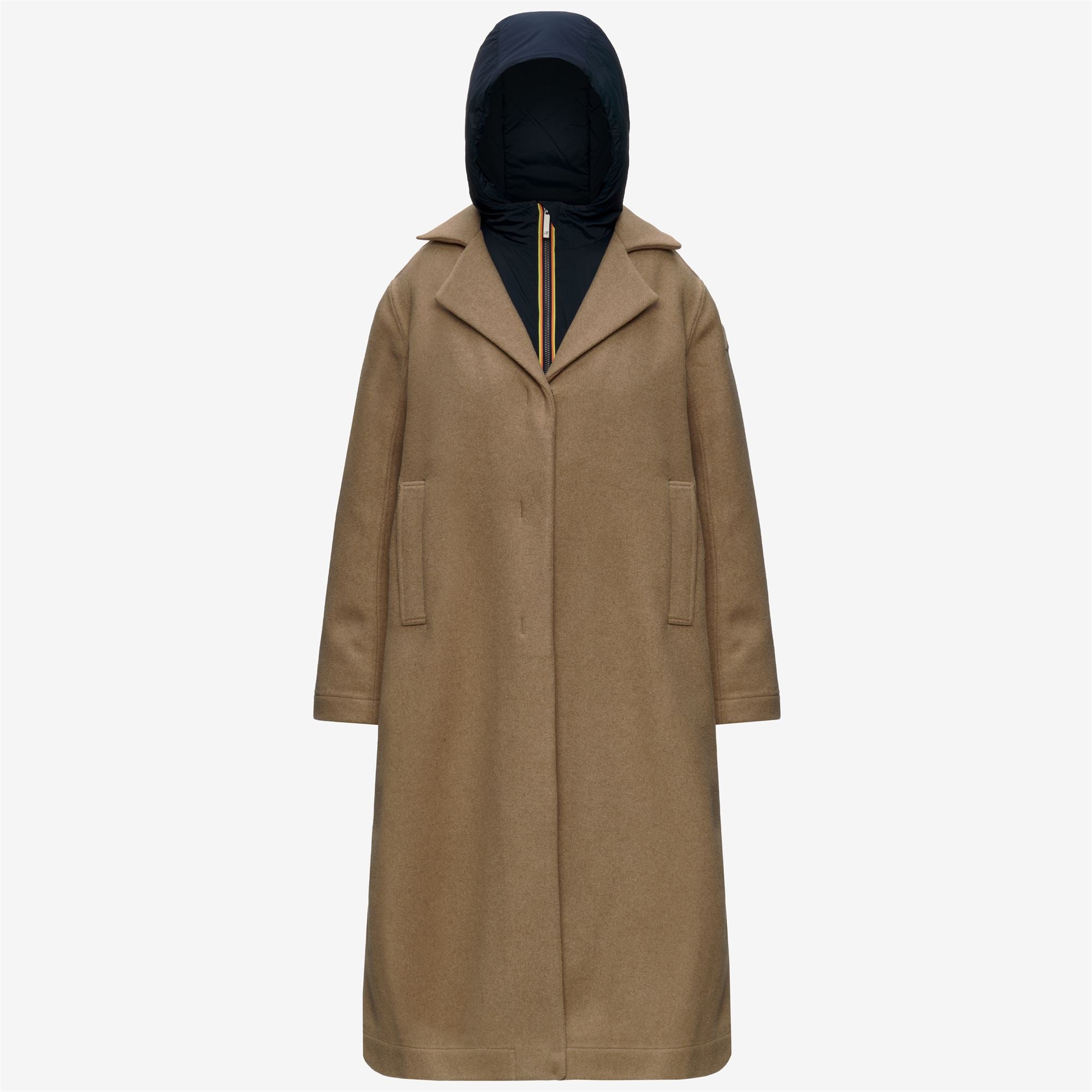 k-way-lana-wool-nylon-manteau-long-femme-beige-khaki-blue-depth image 5