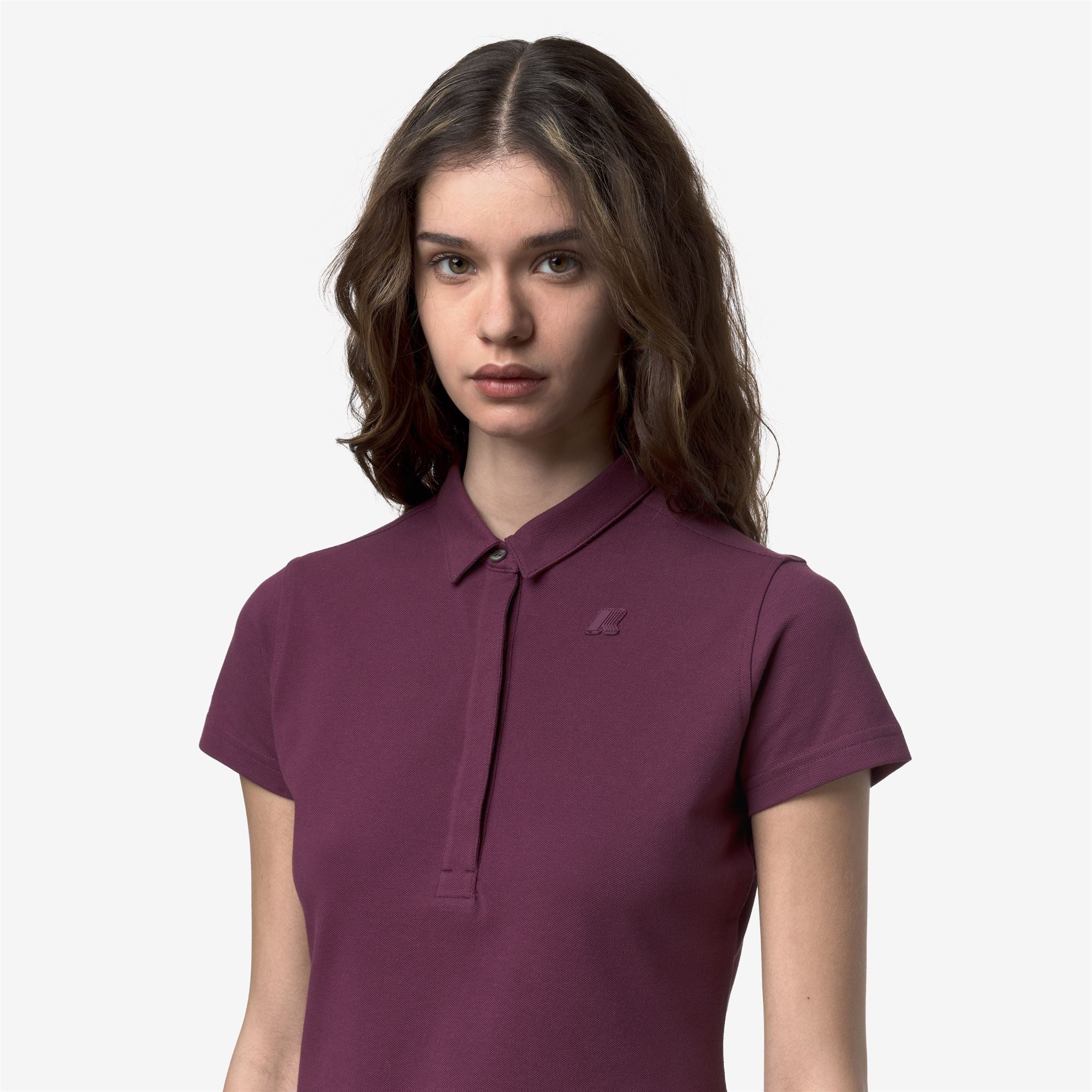 k-way-amedea-pique-slim-polo-femme-violet-mauve-wine image 4