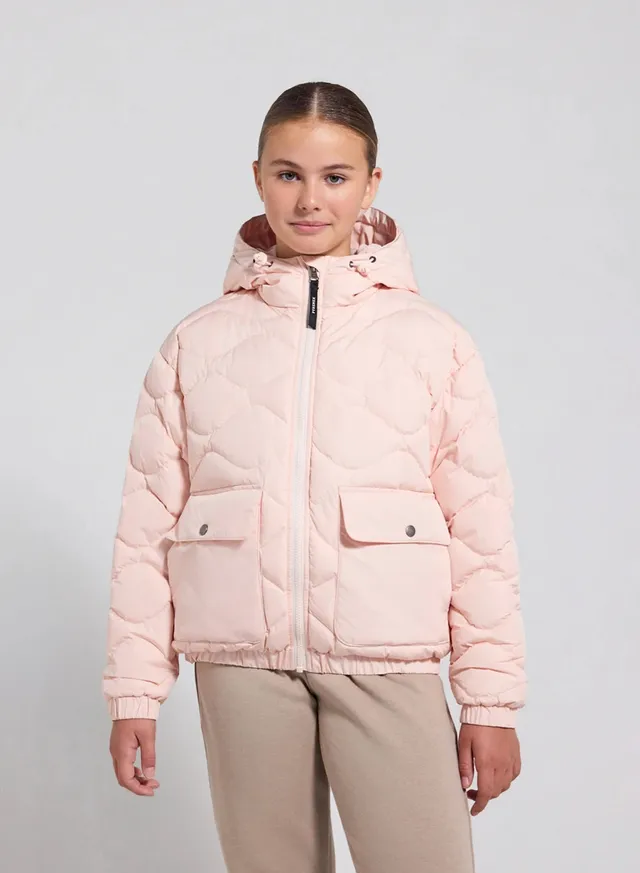 pyrenex-beille-doudoune-bomber-capuche-enfant-rose-clair image 1