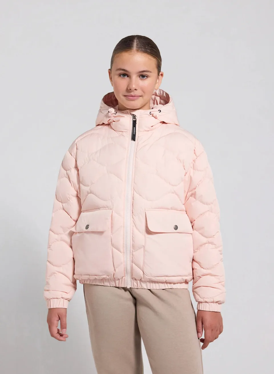 pyrenex-beille-doudoune-bomber-capuche-enfant-rose-clair image 1