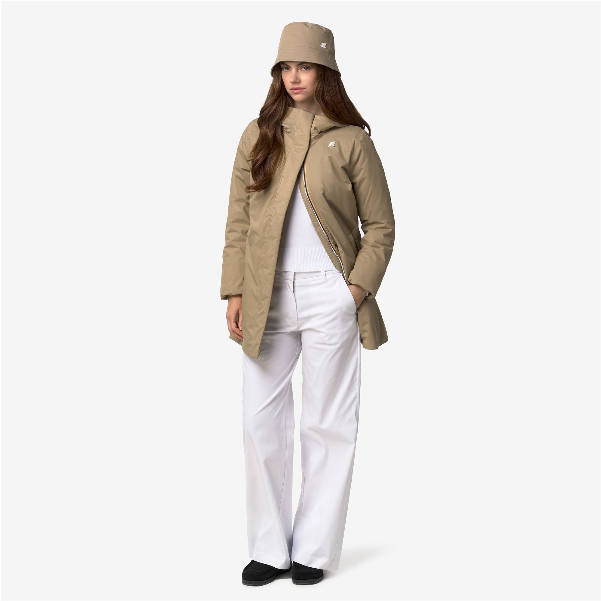 k-way-sophie-twill-soft-beaver-veste-3-4-femme-beige-khaki-grey-warm image 4