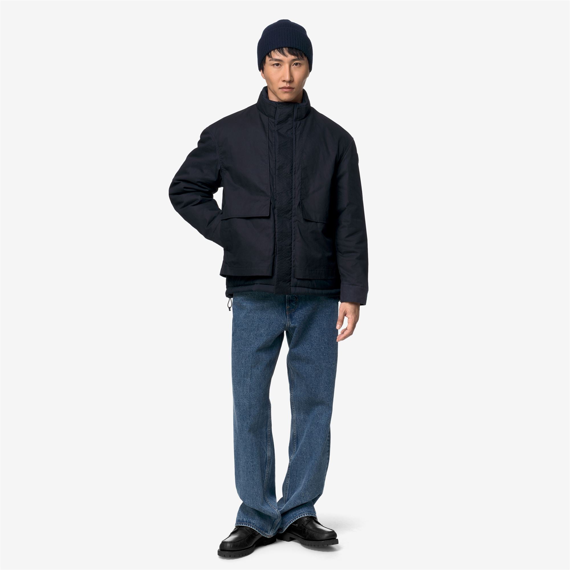 k-way-cargi-wax-cotton-nylon-veste-court-homme-blue-depth image 4