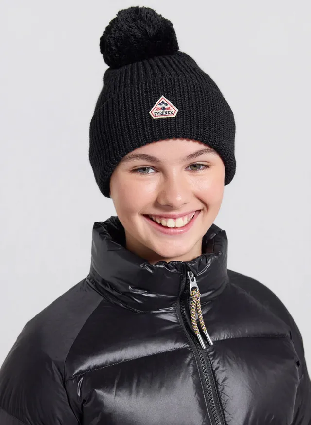 pyrenex-eki-bonnet-pompon-laine-enfant-noir image 1