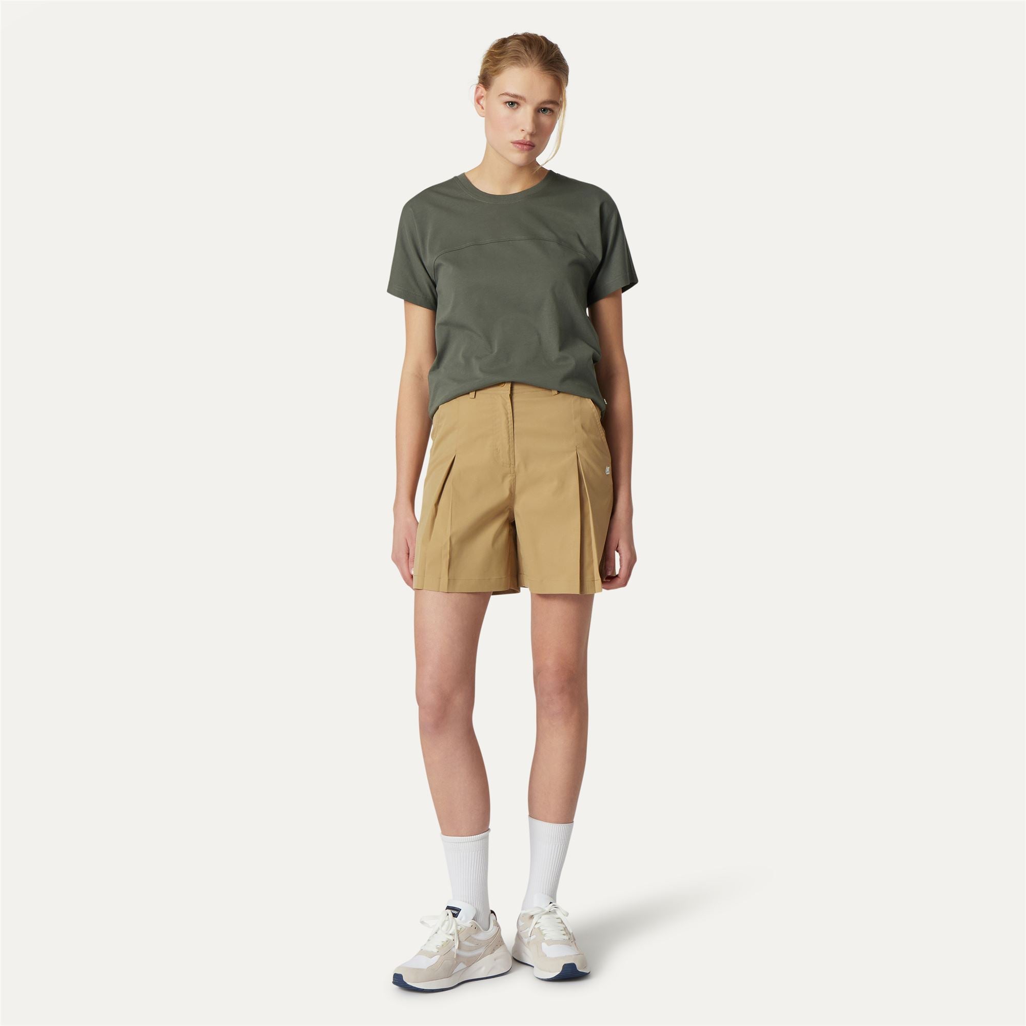 k-way-noise-twill-short-chino-femme-beige-khaki image 1