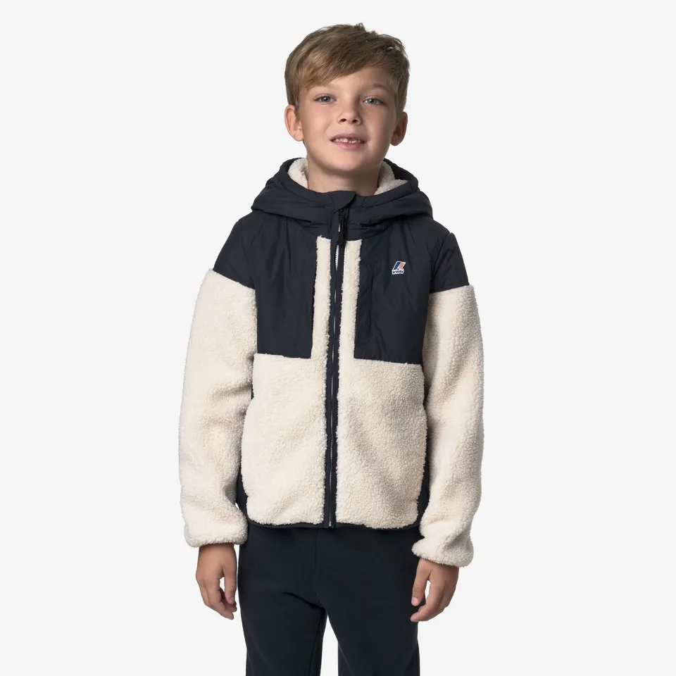 k-way-p-samson-4-0-orsetto-polaire-sherpa-enfant-blue-depth-ecru image 1