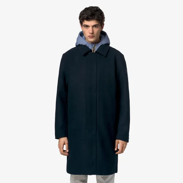 k-way-poirol-wool-nylon-manteau-3-4-homme-blue-depth-blue-wild image 1