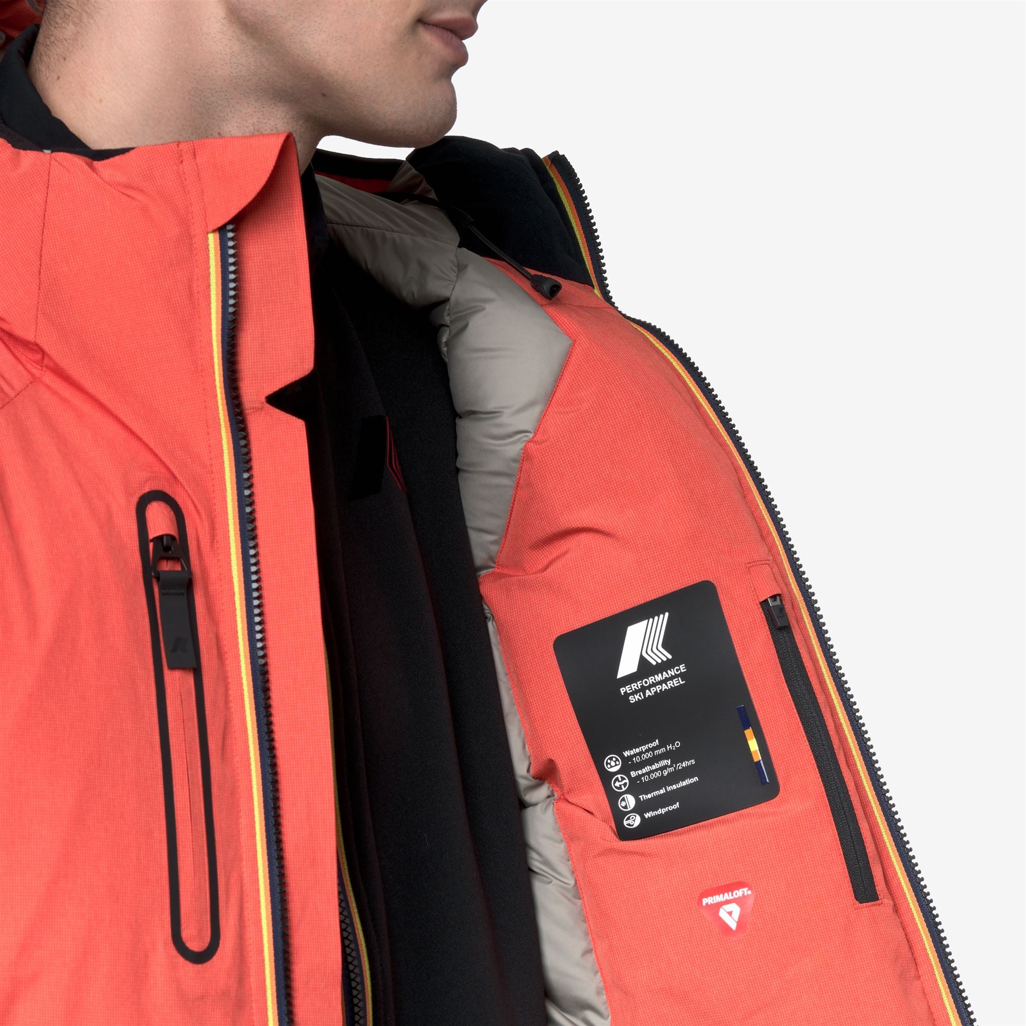 k-way-parpaillon-veste-milieu-homme-orange-micro-grid image 4
