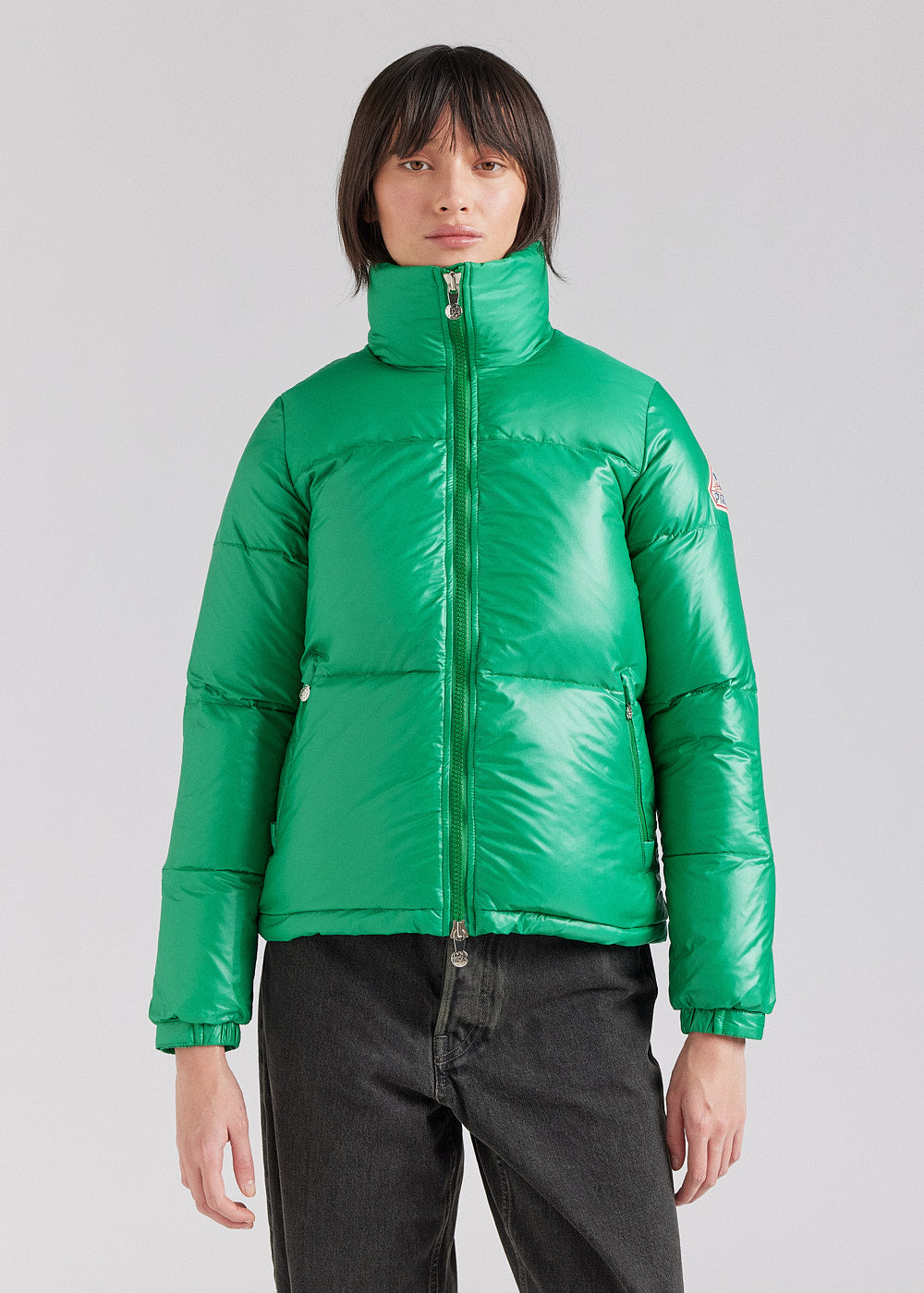 pyrenex-goldin-doudoune-femme-courte-brillante-verte image 1