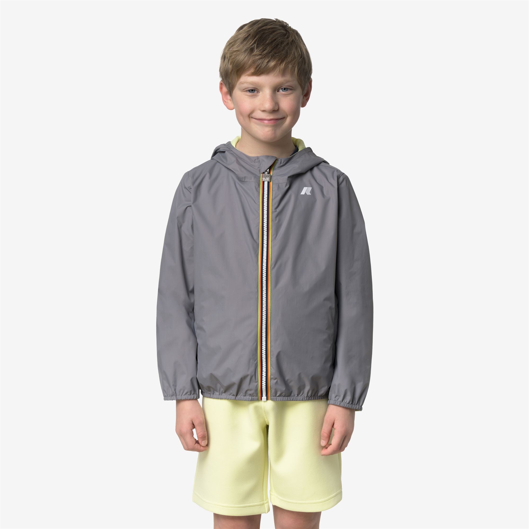 k-way-p-jake-plus-2-double-veste-court-gar-on-grey-frost-yellow-lime image 1