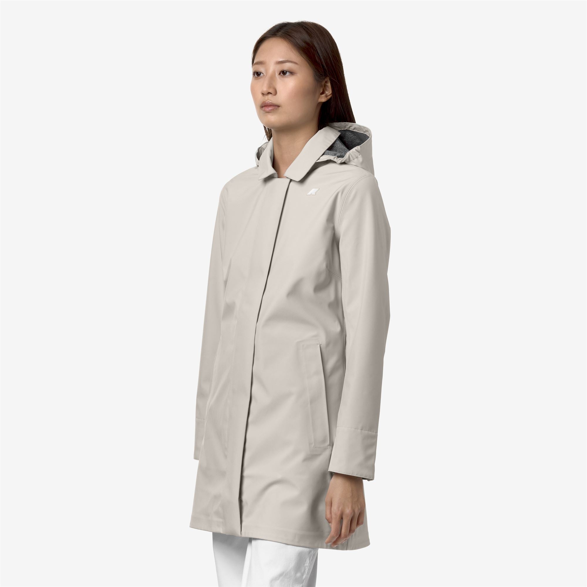k-way-mathy-bonded-jersey-veste-mi-longue-type-trench-femme-beige-lt image 2