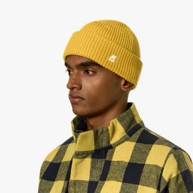 k-way-brice-cardigan-stitch-wool-bonnet-unisexe-yellow-zafferano image 1