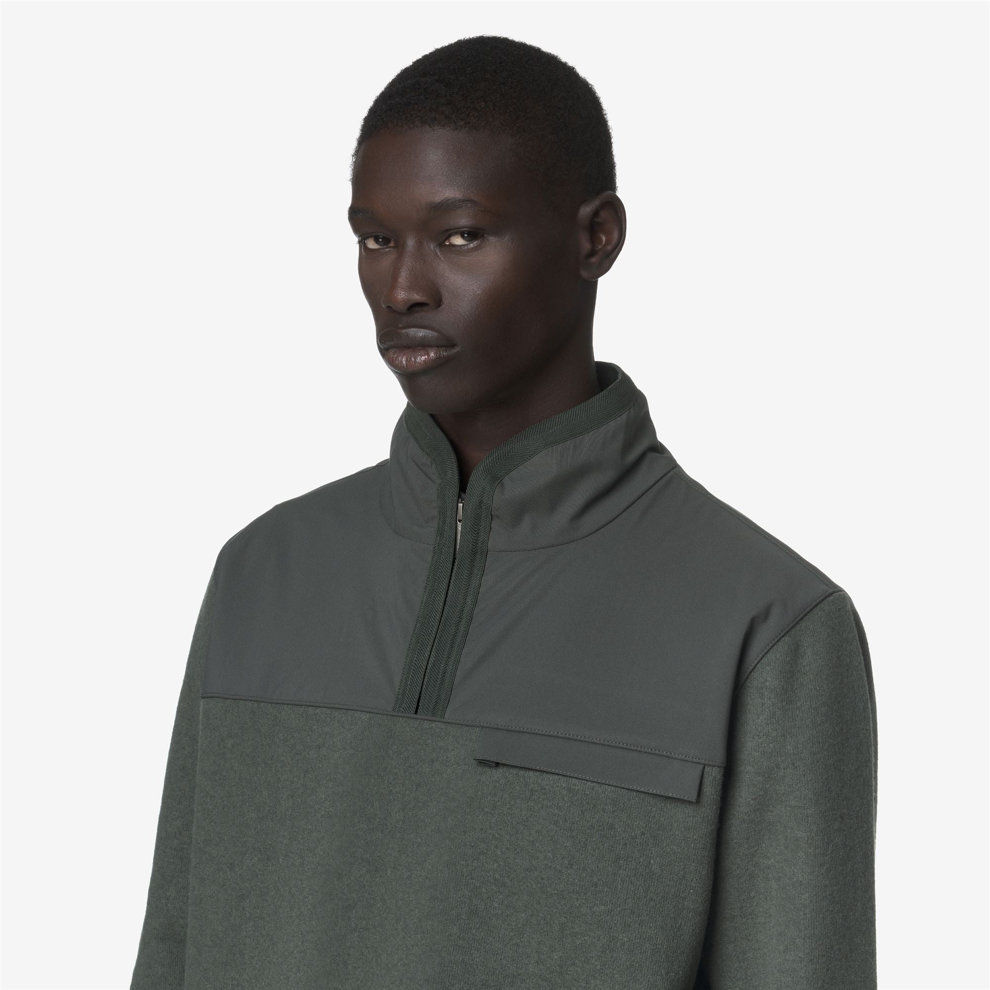 k-way-fleury-wool-nylon-mix-polaire-pull-over-homme-green-blackish-blue-airforce image 4