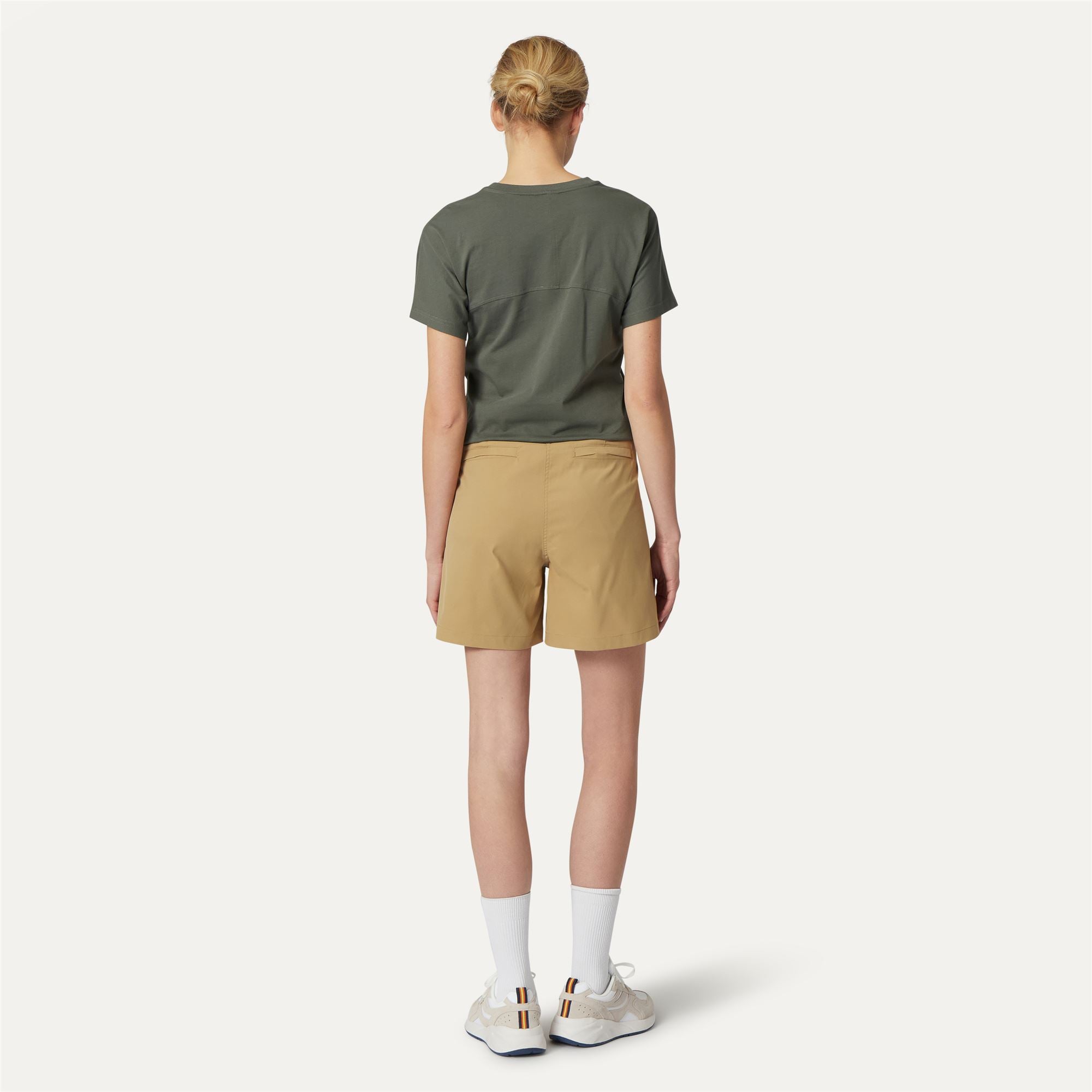 k-way-noise-twill-short-chino-femme-beige-khaki image 3