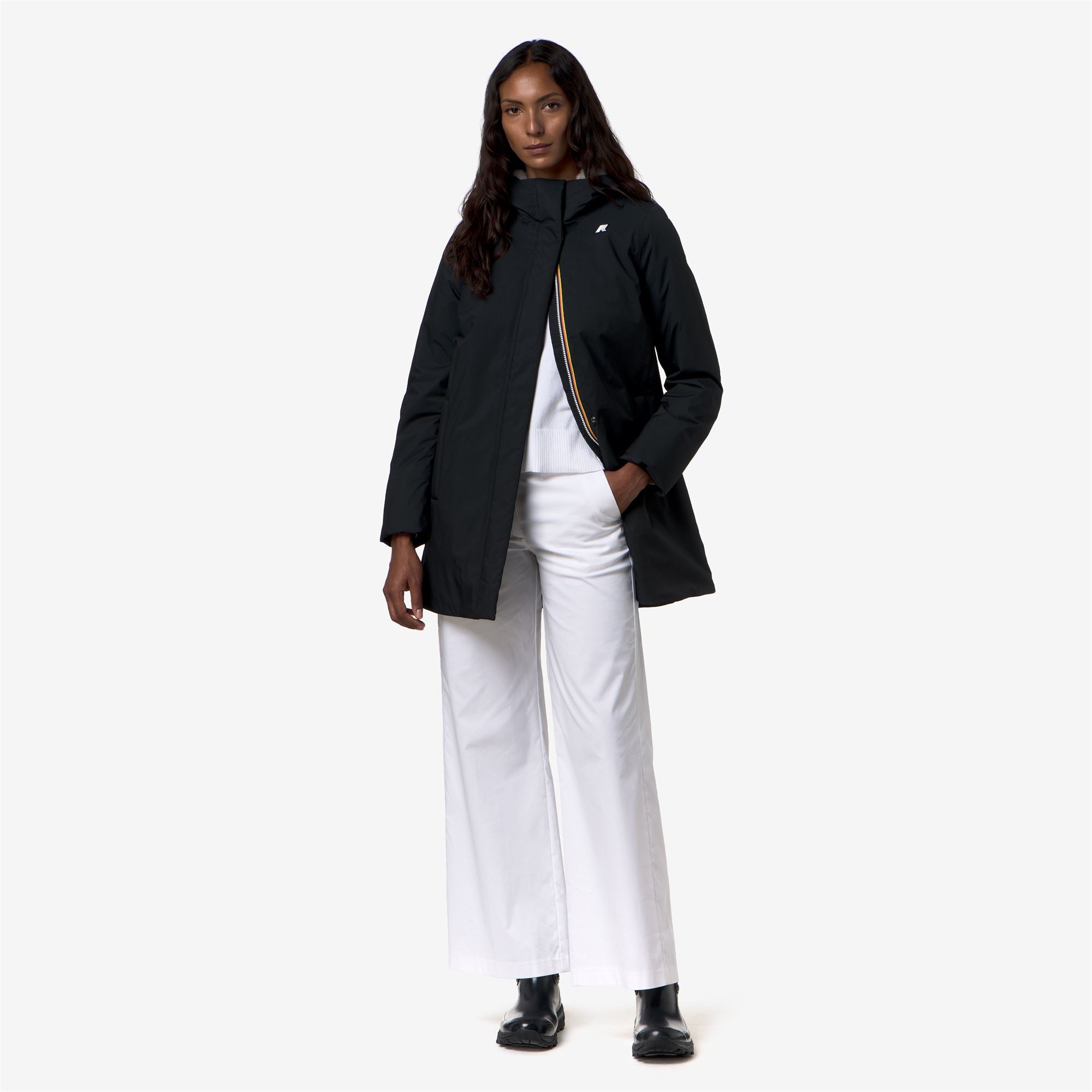 k-way-sophie-twill-soft-beaver-veste-3-4-femme-black-pure-grey-warm image 4