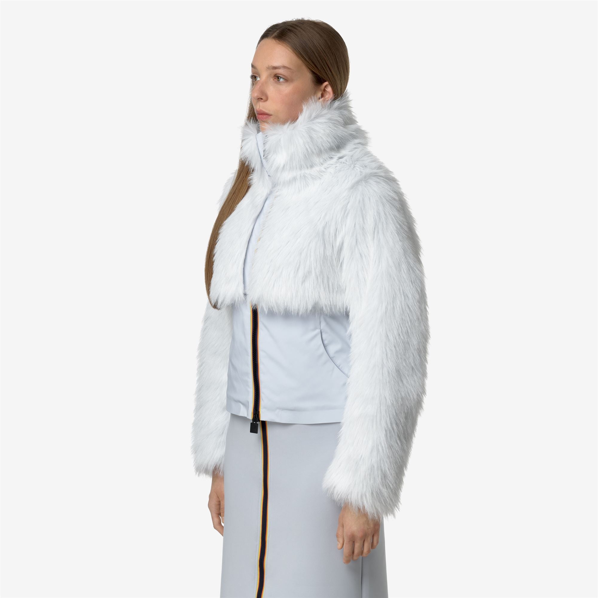 k-way-mel-eco-fur-bonded-veste-courte-femme-grey-lilla-black-ash image 2