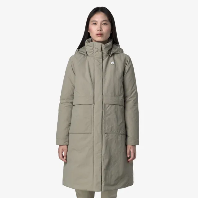 k-way-kalisha-warm-cotton-nylon-veste-longue-femme-green-oak image 1
