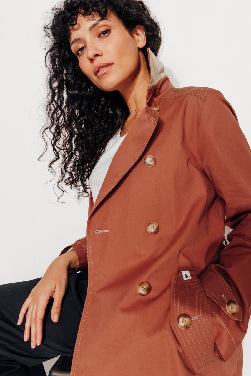 trench-coat-roseau-trench-droit-mi-long-coton-premium-d-perlant-marron image 3