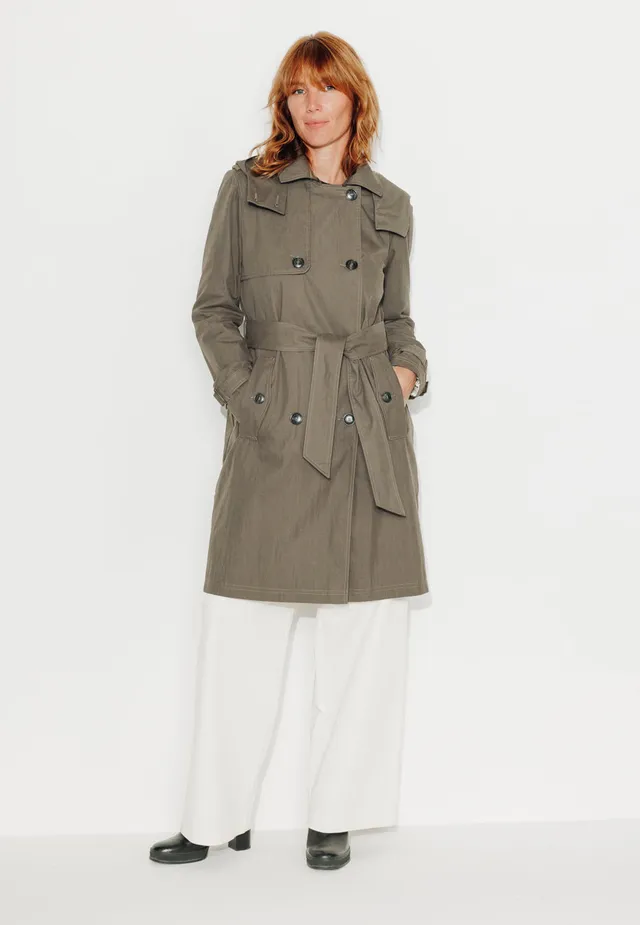 trench-coat-rosier-trench-capuche-amovible-en-coton-d-perlant-taupe-mi-long image 1
