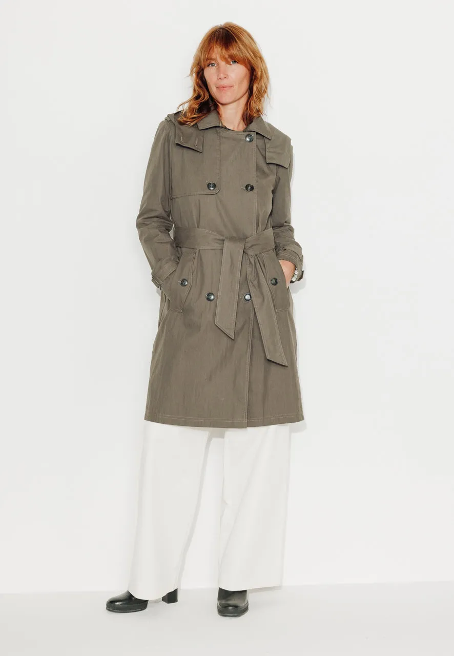 trench-coat-rosier-trench-capuche-amovible-en-coton-d-perlant-taupe-mi-long image 1