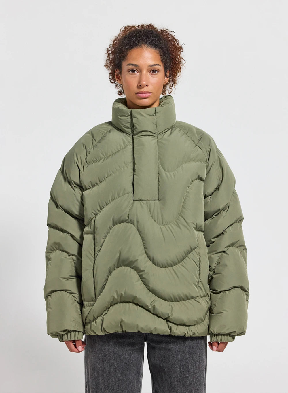 pyrenex-cairns-doudoune-unisexe-kaki-clair-enfiler-demi-zip image 2
