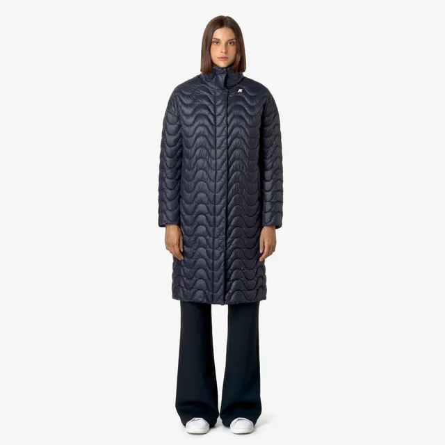 k-way-sonja-quilted-warm-veste-longue-femme-blue-depth image 1