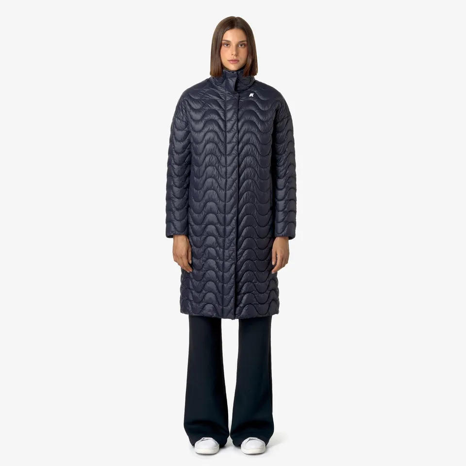 k-way-sonja-quilted-warm-veste-longue-femme-blue-depth image 1