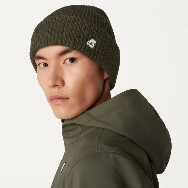 k-way-brice-cardigan-stitch-wool-bonnet-unisexe-green-blackish-100-laine image 1