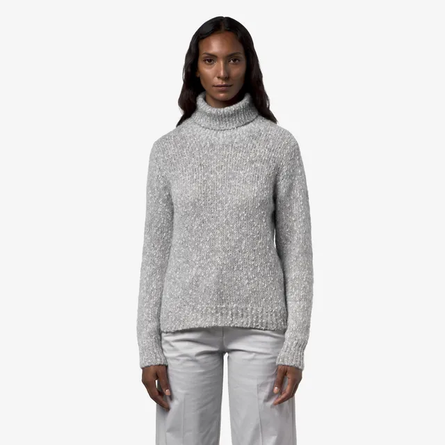 k-way-corine-coccola-yarn-pull-col-roul-femme-grey-white image 1