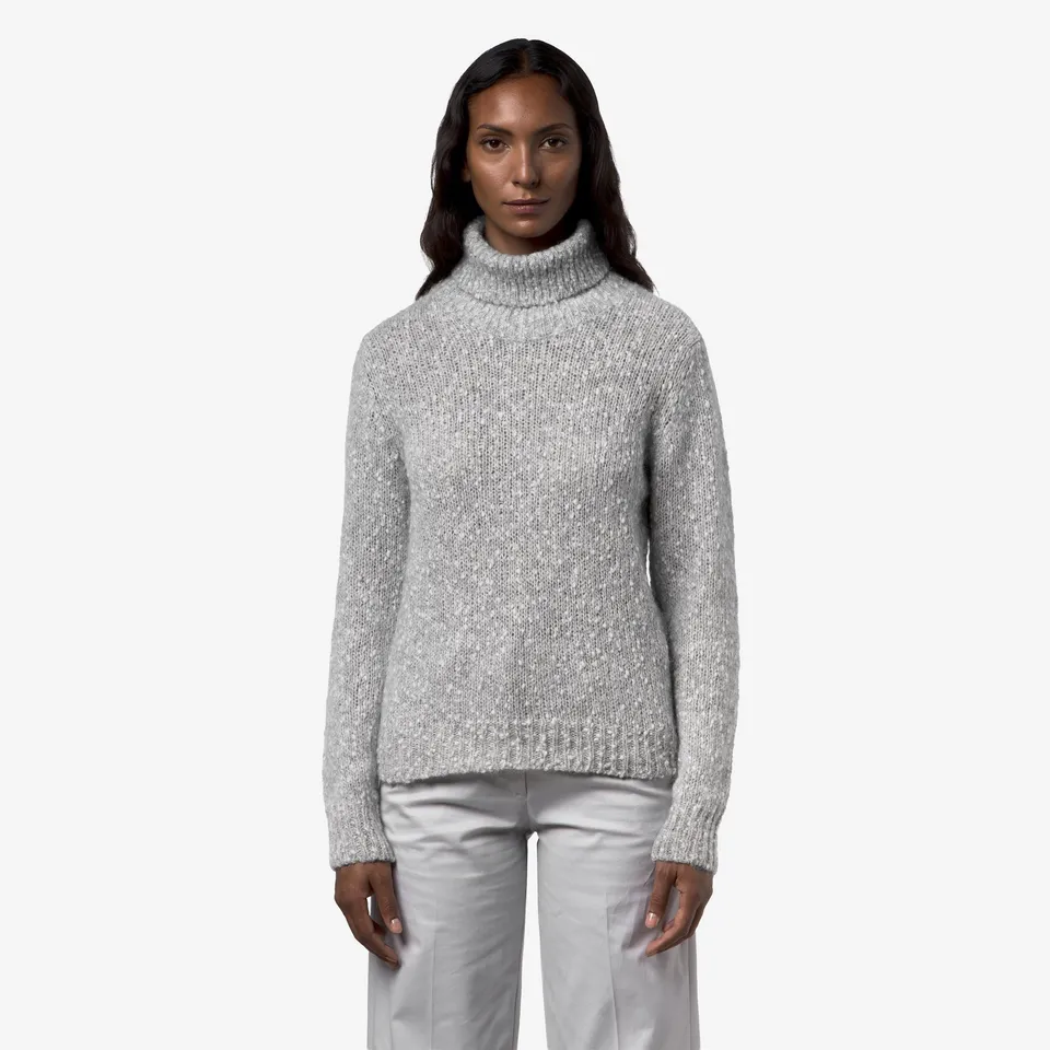 k-way-corine-coccola-yarn-pull-col-roul-femme-grey-white image 1