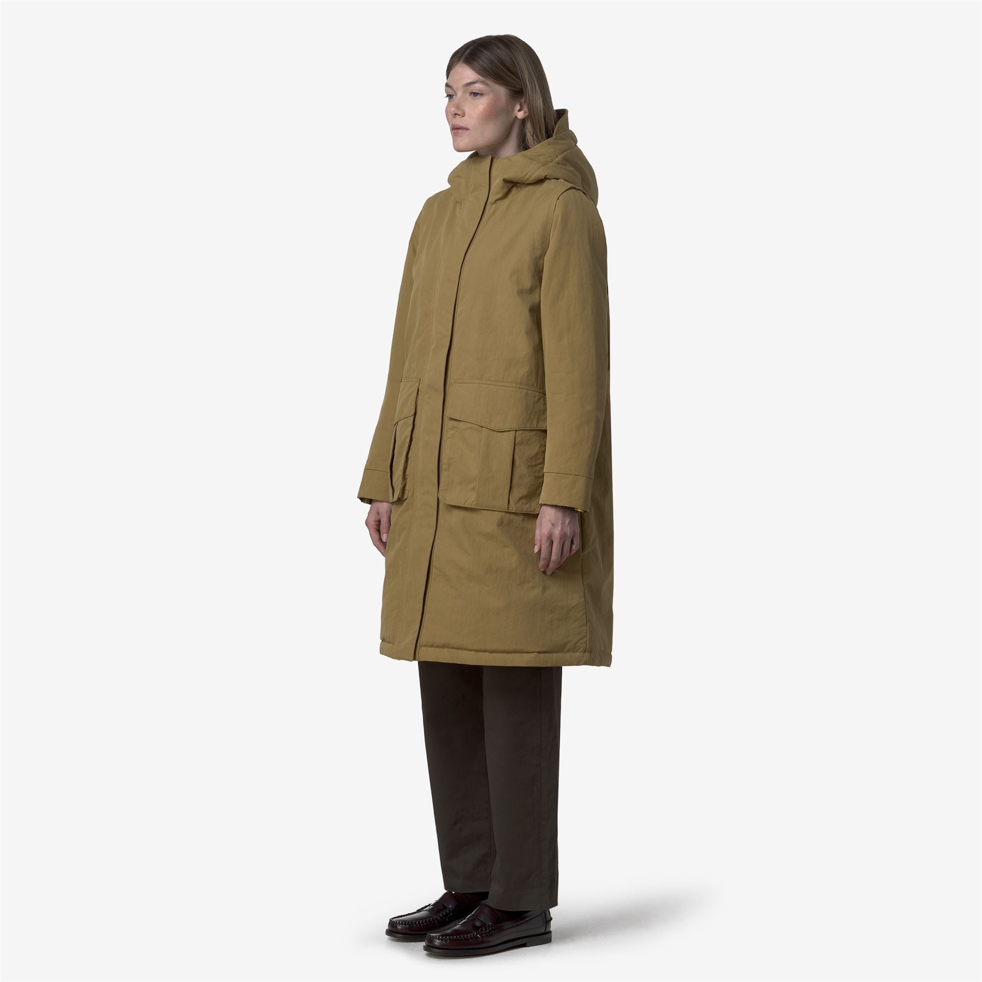 k-way-brunil-cotton-feel-parka-longue-femme-beige-seed-beige-fur image 2