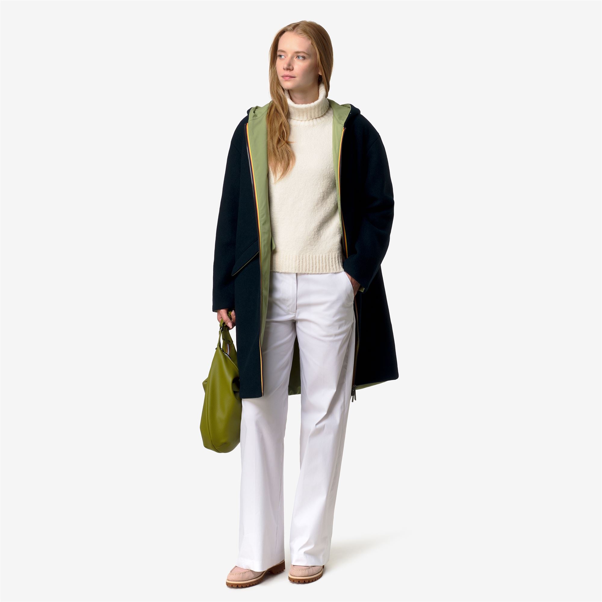 k-way-shala-wool-bonded-double-manteau-long-3-4-r-versible-femme-blue-depth-gree image 4