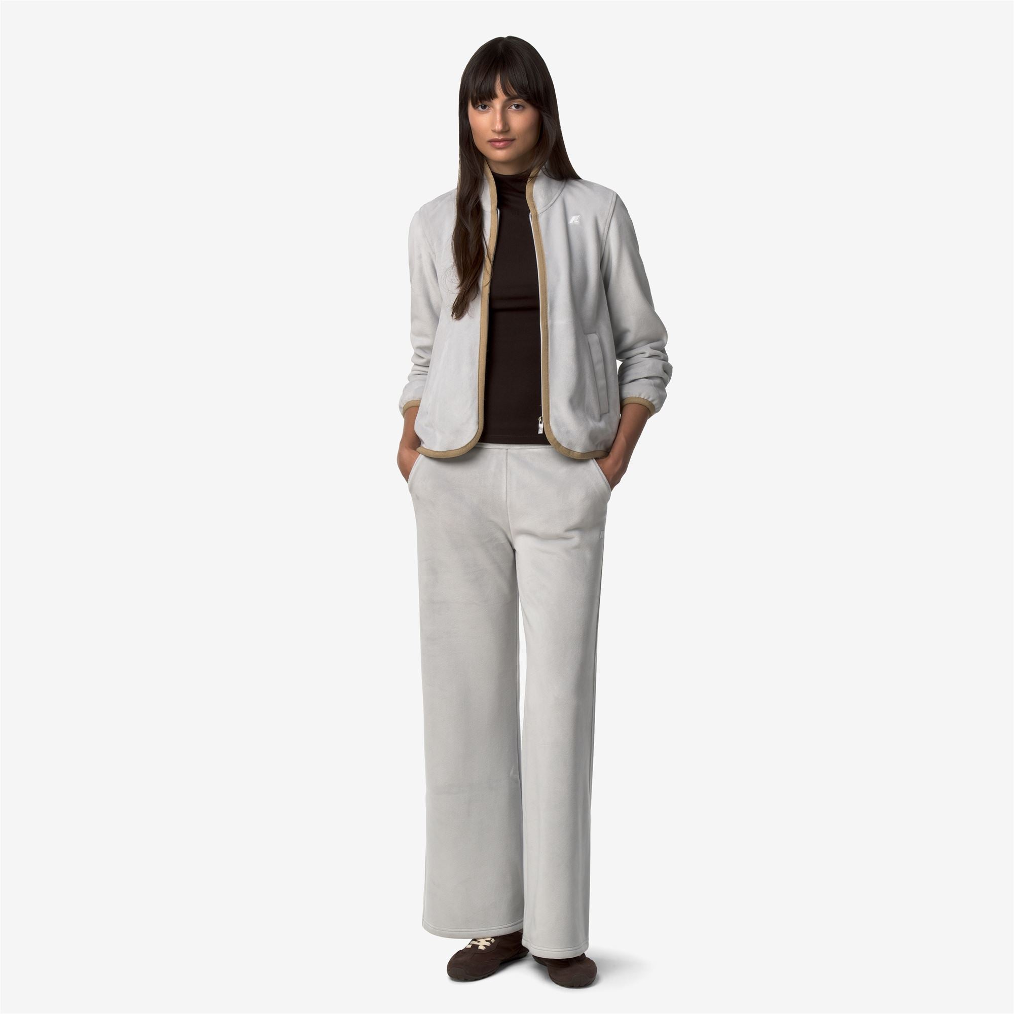 k-way-tuda-velour-polar-veste-polaire-femme-grey-ash-beige-khaki image 4