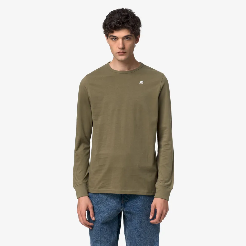 k-way-elmer-t-shirt-manches-longues-homme-green-army image 1