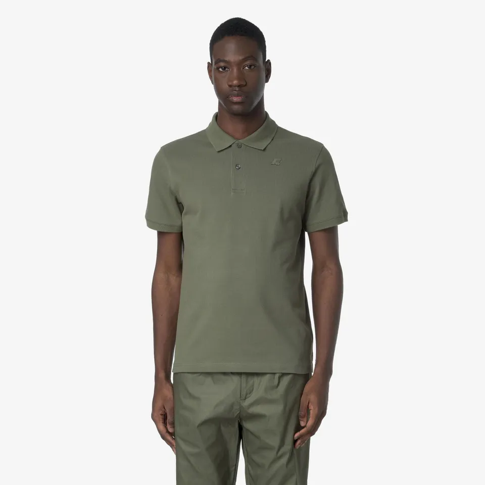 k-way-amedee-piqu-slim-polo-homme-green-lichen image 1