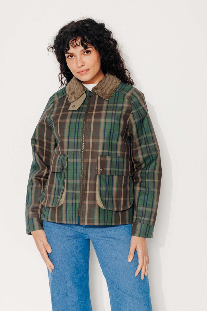 trench-coat-sorbus-imperm-able-court-oversize-tartan-coton-vert image 5