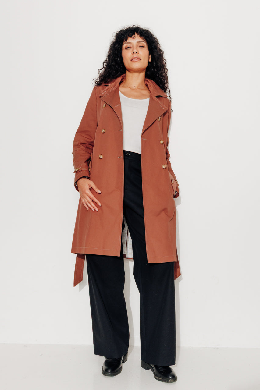 trench-coat-roseau-trench-droit-mi-long-coton-premium-d-perlant-marron image 2