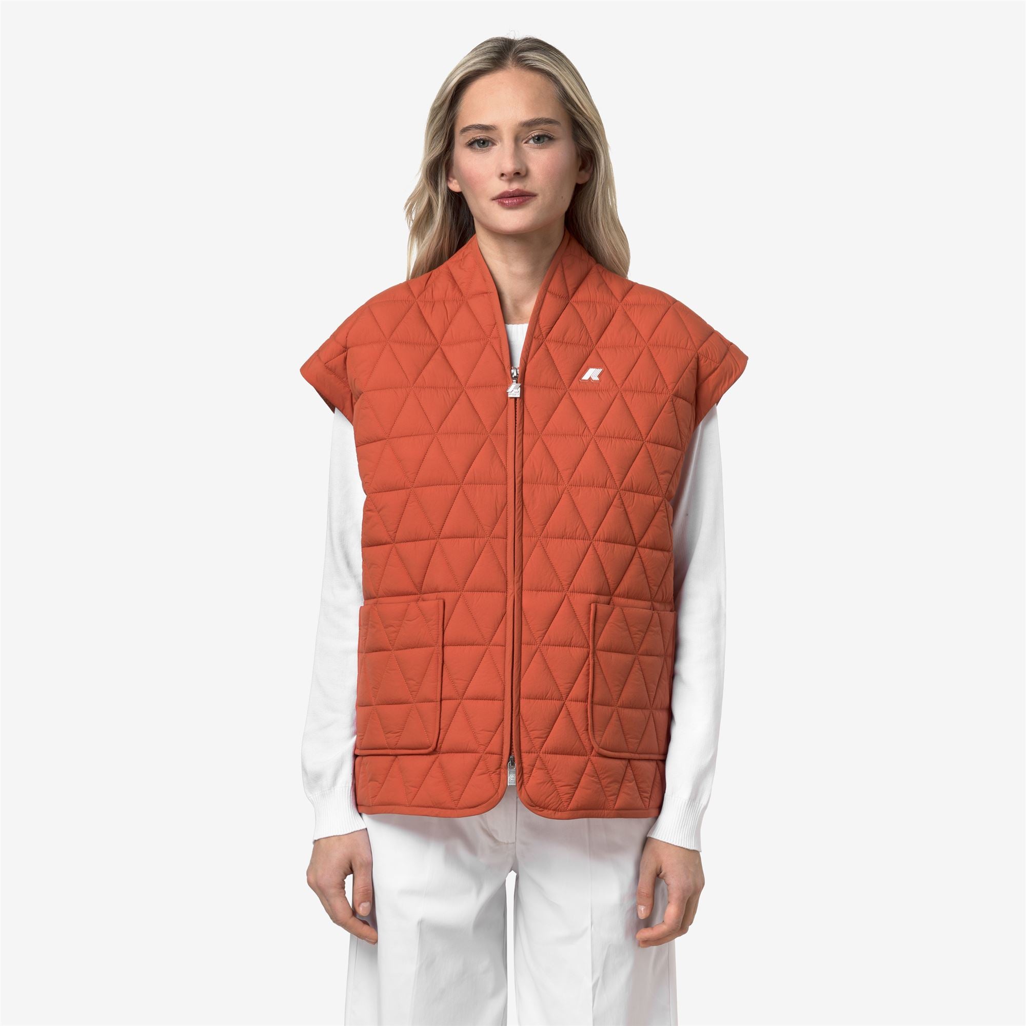 k-way-saloire-diamond-quilted-warm-gilet-veste-femme-orange-brownish image 1