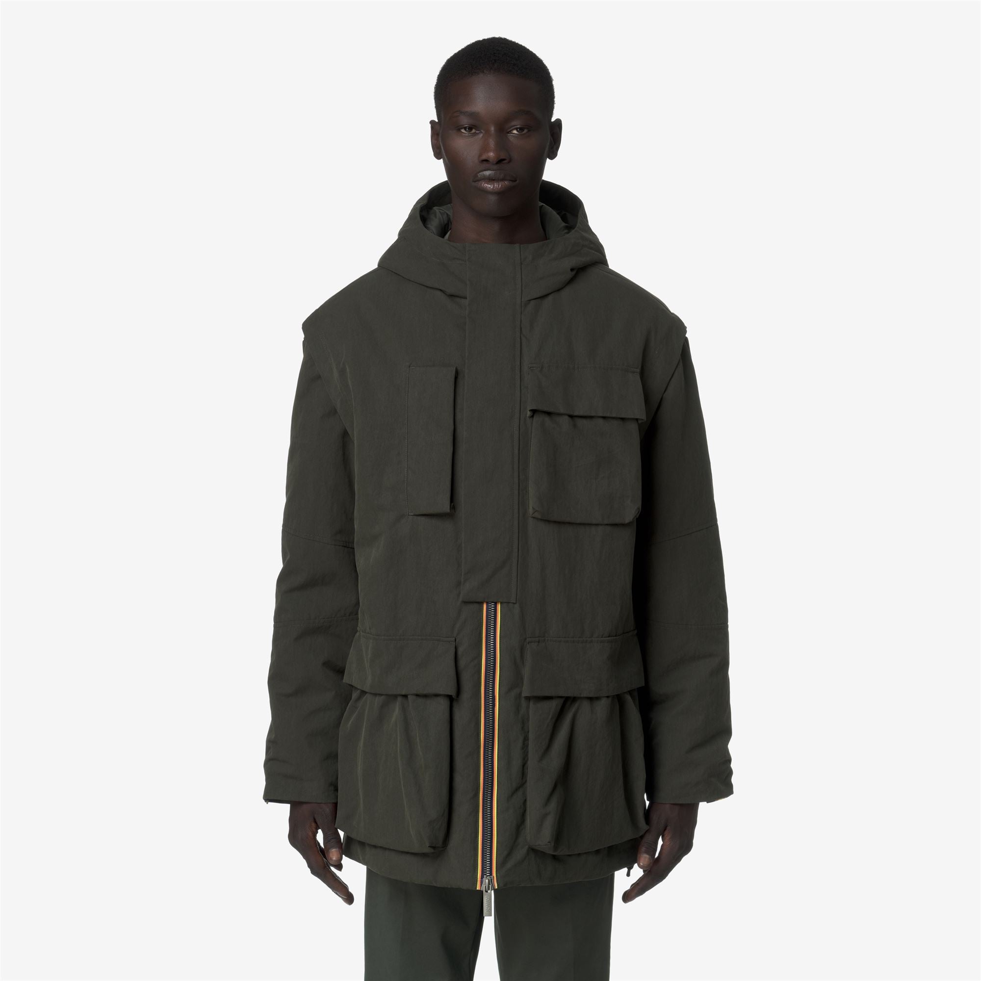 k-way-otto-cotton-feel-parka-mi-saison-homme-green-blackish image 1