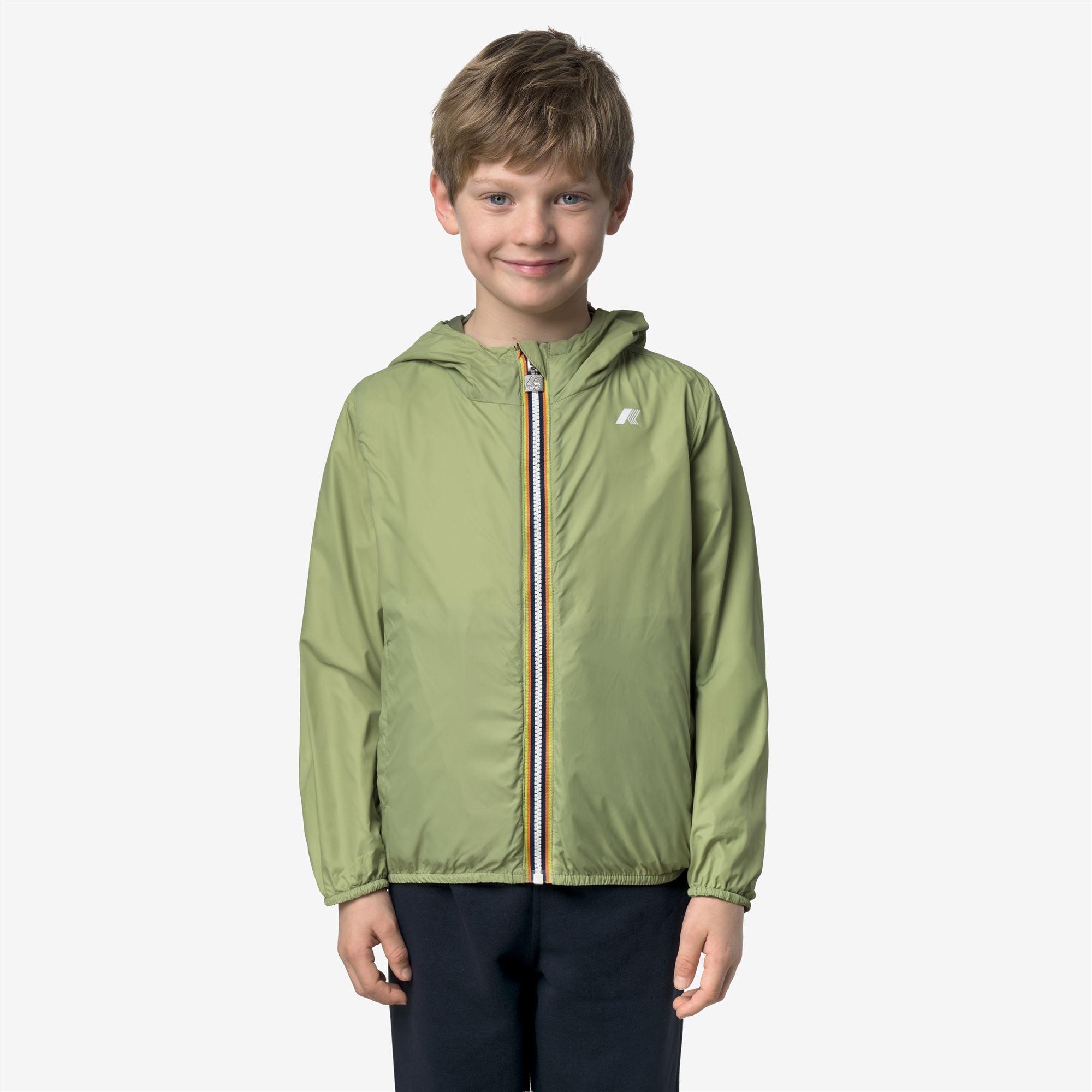 k-way-p-jake-plus-2-double-coupe-vent-court-r-versible-gar-on-green-lime-jacquar image 4