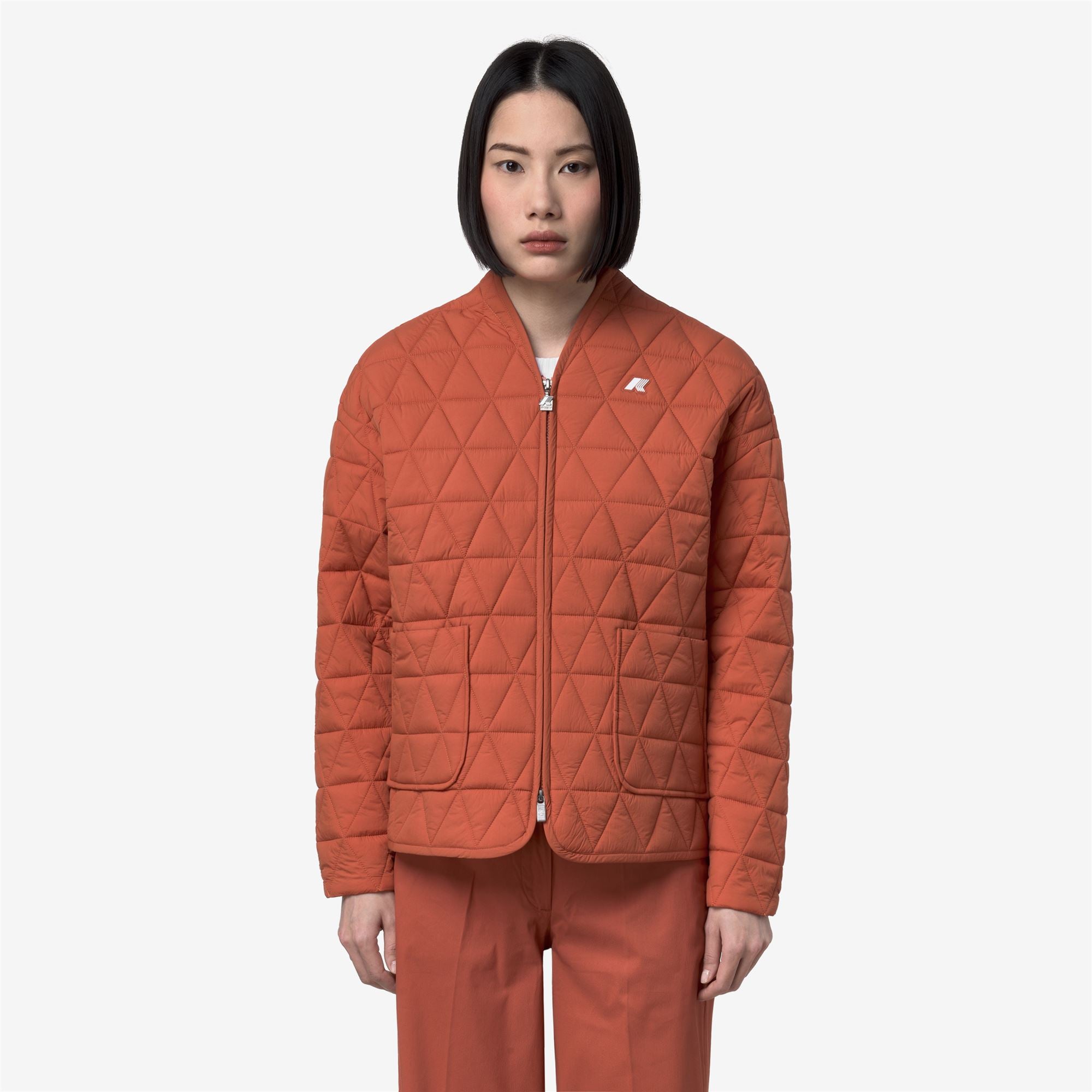 k-way-selime-diamond-quilted-warm-af-veste-mi-longue-matelass-e-femme-orange-bro image 1