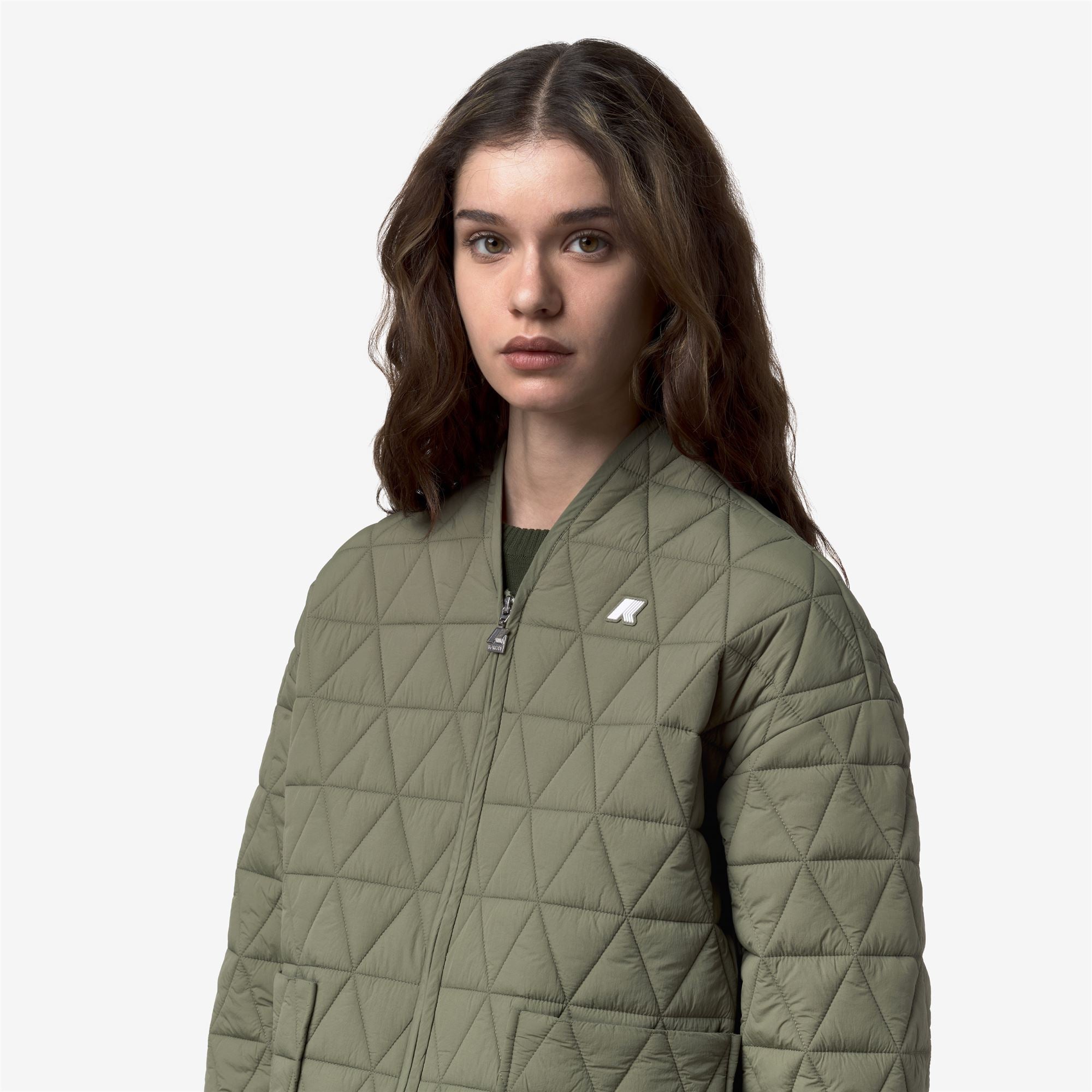 k-way-selime-diamond-quilted-warm-veste-mi-longue-femme-green-lichen image 4