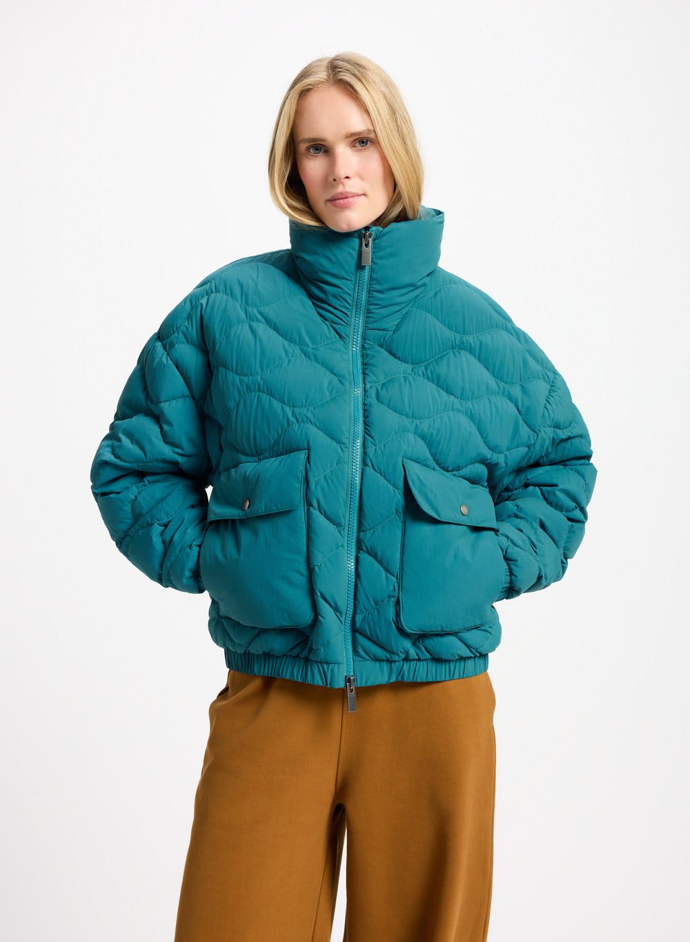 pyrenex-enola-doudoune-courte-bomber-turquoise-duvet image 1