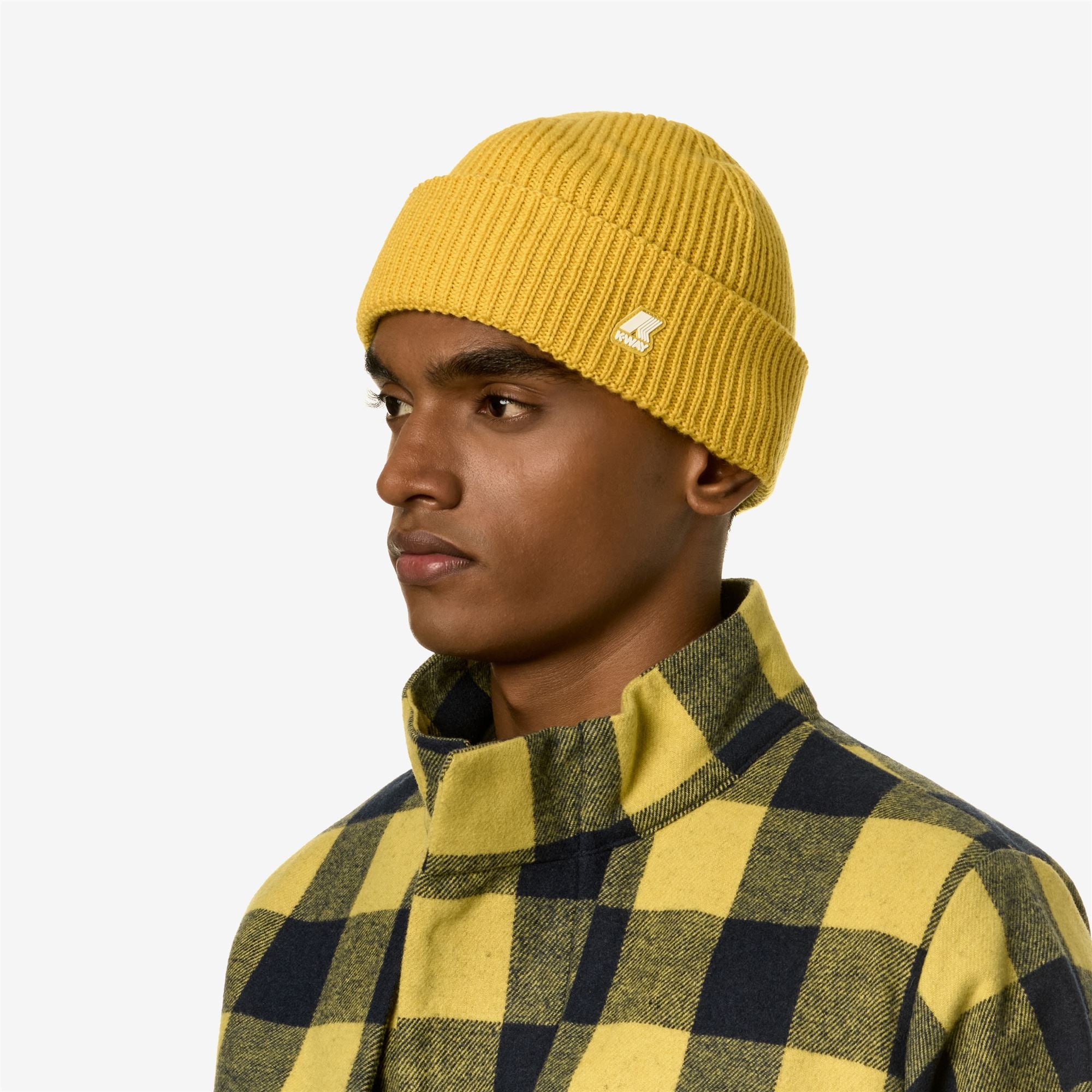 k-way-brice-cardigan-stitch-wool-bonnet-unisexe-yellow-zafferano image 1