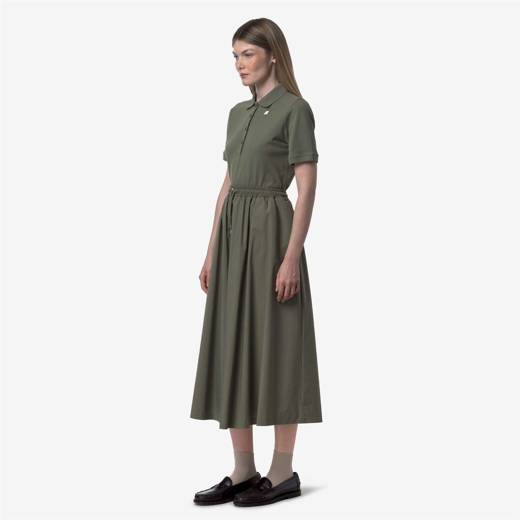 k-way-mosella-light-poplin-tech-jupe-longue-femme-green-lichen image 2